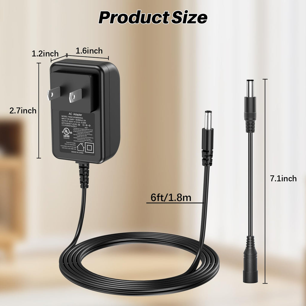 VIFOCUFY 26.5V AC/DC Adapter Charger Compatible with Wyze WCVV2CD Cordless Stick Vacuum 26.5VDC 0.5Ah Lithium Li-ion Battery 300W Lightweight Cordless Stick Vacuum Cleaner Charger Power Cord Supply