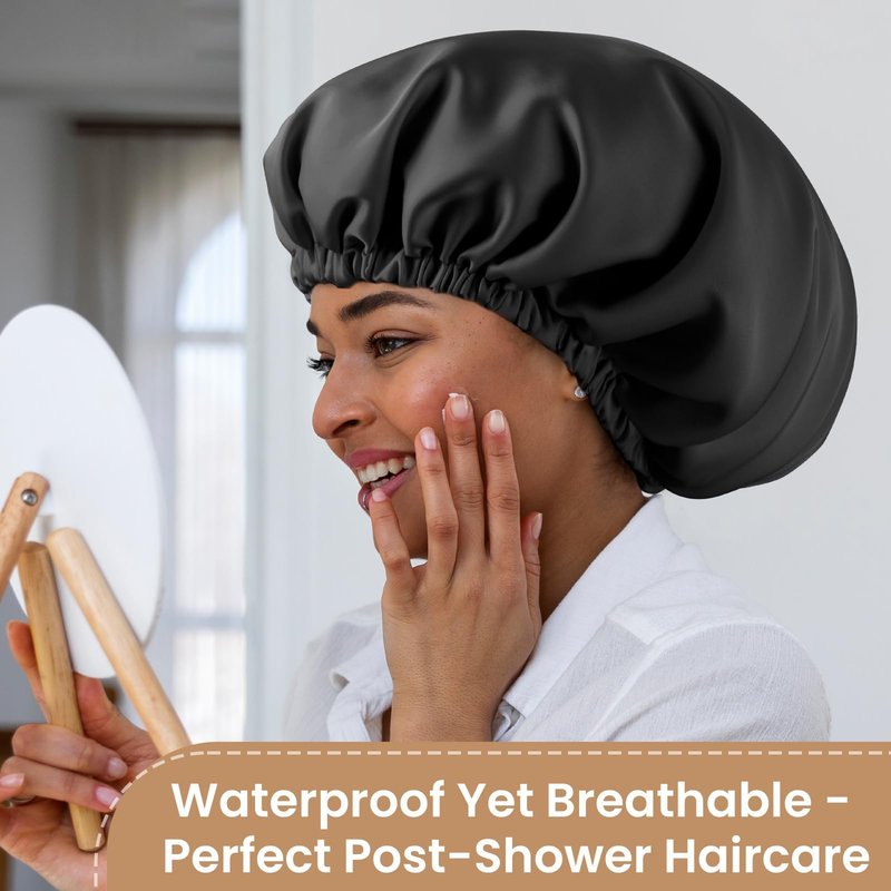 Zixsavk Adjustable Double Layer Silk-Satin Hair Bonnet for Women - Sleep Hair Protector Ideal for Natural Curly Hair, Anti-Frizz & Moisture Retention (black,Large)