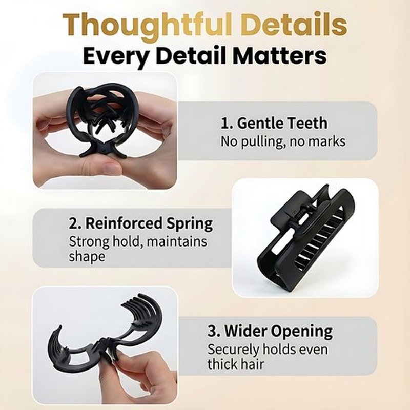 Cloud Clips Soft & Flexible Cozy Claw Clip, Unsnappable Silicone Hair Clip for Women, Large Non-Slip Barrettes for Thin Thick Curly Hair, Black