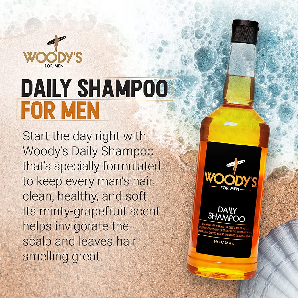 Woody's Daily Shampoo for Men - Sulfate-Free, All-Natural Scalp Cleanser for Healthy Hair | 32 fl oz