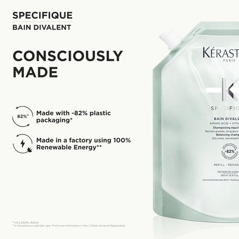 Kerastase Specifique Balancing Shampoo Refill For Oily Scalp & Hair - Cleanses Oil From Roots and Hydrates Dry Hair Ends