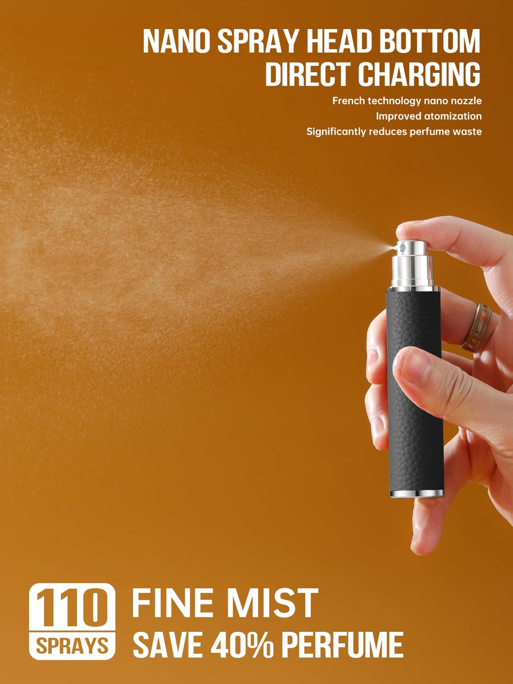 3zorqinron 10ML Genuine Leather Atomizer Sprayer for Perfume - Portable Mini Cologne Sprayer for Woman Man - Perfume Travel Refillable Bottle,Travel Essential Fragrance Spray Bottle (Black)