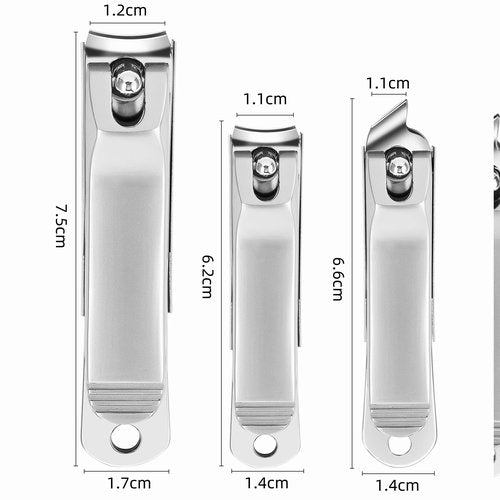 HAPPITON Nail Clippers Set 3PCS Stainless Steel Fingernail Toenail Clipper Cutters Pedicure Tools for Women&Men with Storage Case (Black)