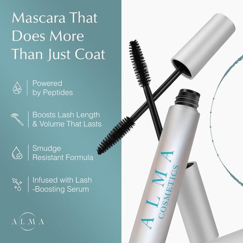 Skiennix Eyelash Growth Mascara - Nourishing, Water-Based, Vegan Formula | Black, Peptide Infused