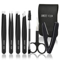 SWEET VIEW 7PCS Tweezers Kit for Women Facial Hair & Brow