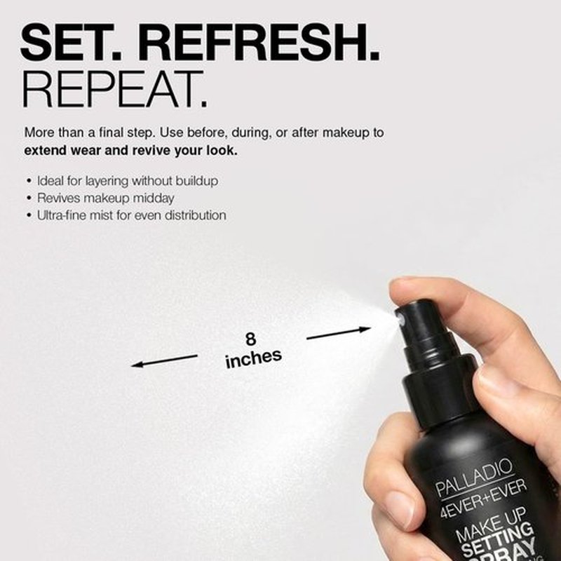 Palladio Makeup Setting Spray - Long-Lasting Formula for All-Day Wear | Matte Finish, 100 ml