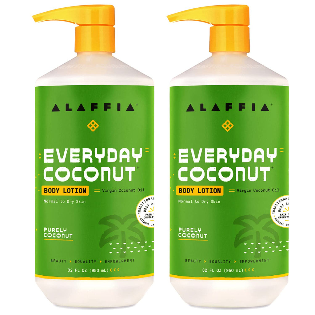 Alaffia Everyday Coconut Body Lotion - Hydrating Moisturizer for Normal to Dry Skin | 2 Pack - 32 Fl Oz Each