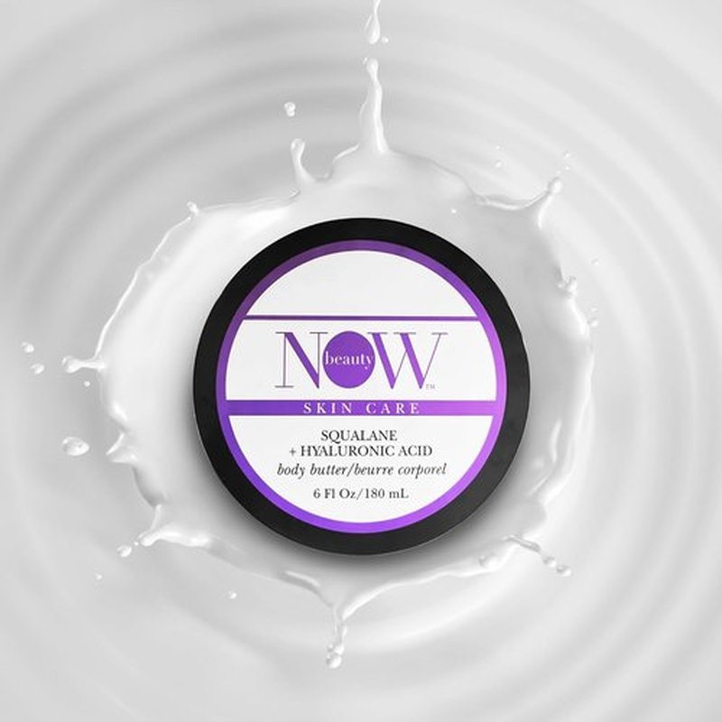 NOW Beauty Squalane Body Butter - Hydrating Lotion with Coconut Oil & Shea Butter - 6 oz Moisturizing Cream for Dry Skin