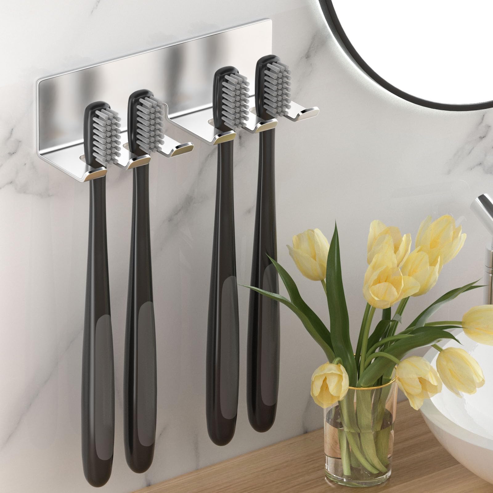 YAYINLI Electric Toothbrush Head Holder, Toothbrush Holders Wall Mounted, Electric Toothbrushs Holder, Bathroom Shower Tooth Brushing Holder, Tooth Brush Head Holder Organiser (Silver, Large)