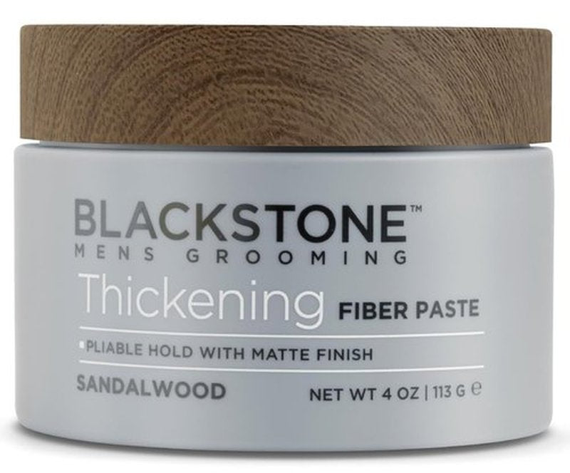 Blackstone Men's Grooming Thickening Fiber Paste Gel - Adds Volume & Pliable Hold | Paraben Free, Sandalwood (4 oz)