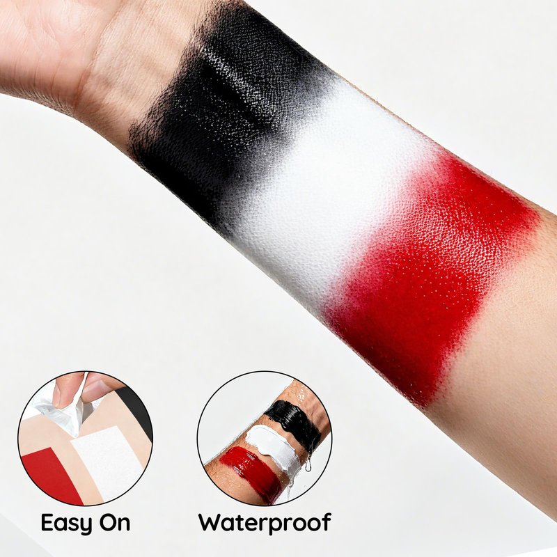 YBUETE Halloween Black White Red Face Paint Face Painting Kit For Spider-Man Demon Joker Makeup, Baseball Softball Sport Games, Cosplay, Costume, Theme Parties and SFX Special Effect