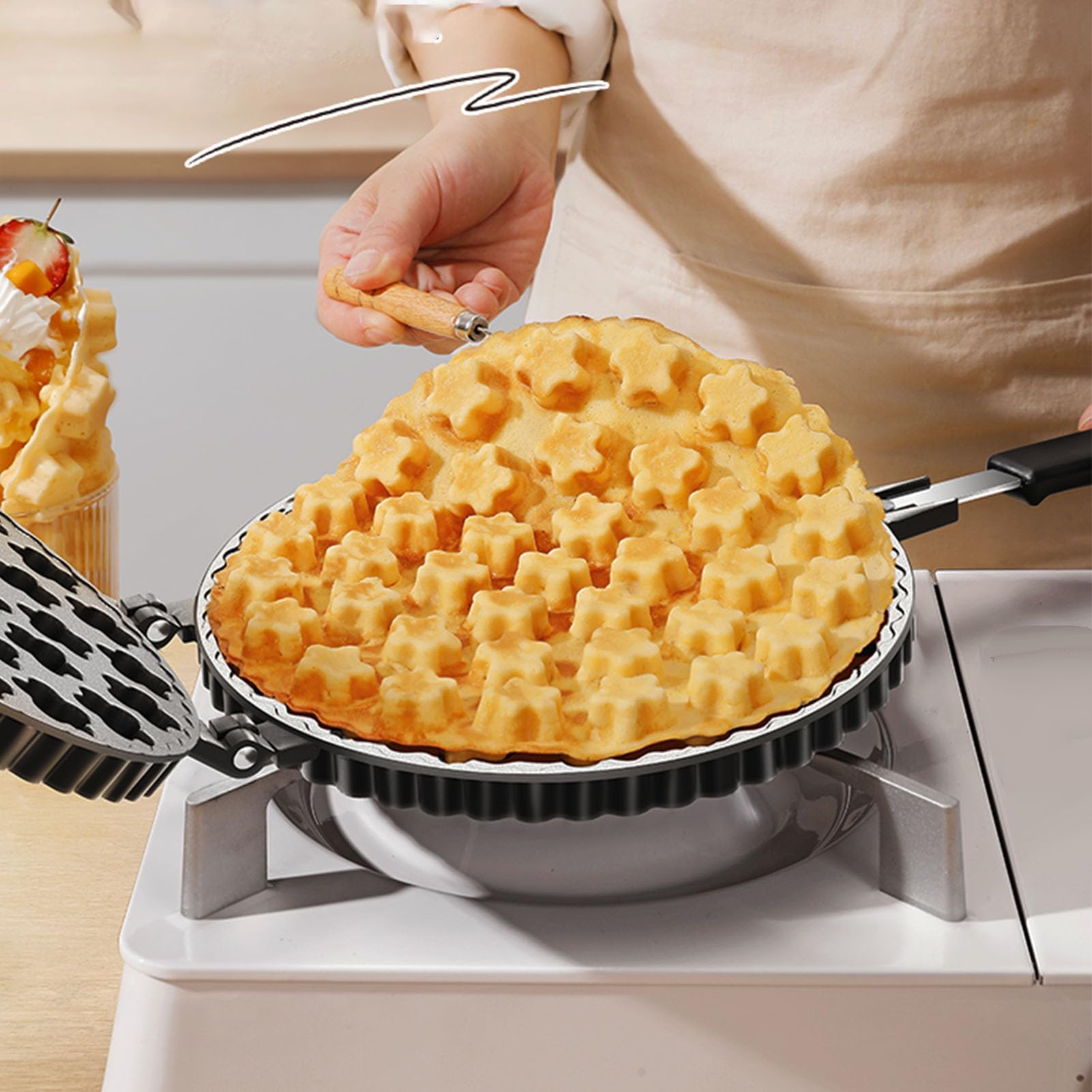 Hong Kong Egg Waffler, Petal Shape Nonstick Double Side Bubble Waffle Maker
