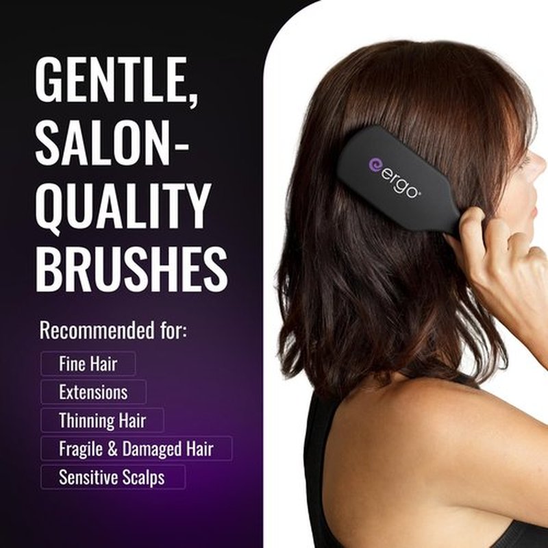 ERGO Super Gentle Mini Paddle Brush - Dual Detangler for Thick or Thin Hair | Perfect for Blow Drying