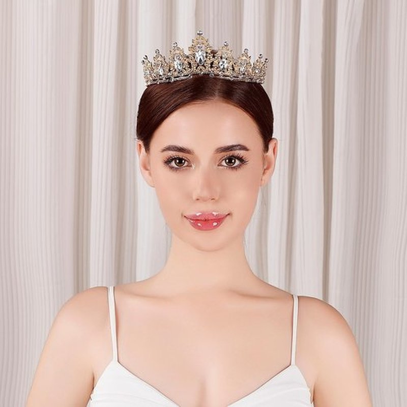 Tiara for Women, Crown and Tiara for Girl Princess, Bride Wedding Happy Birthday Halloween Cosplay Hair Accessories Decorations (Gold)
