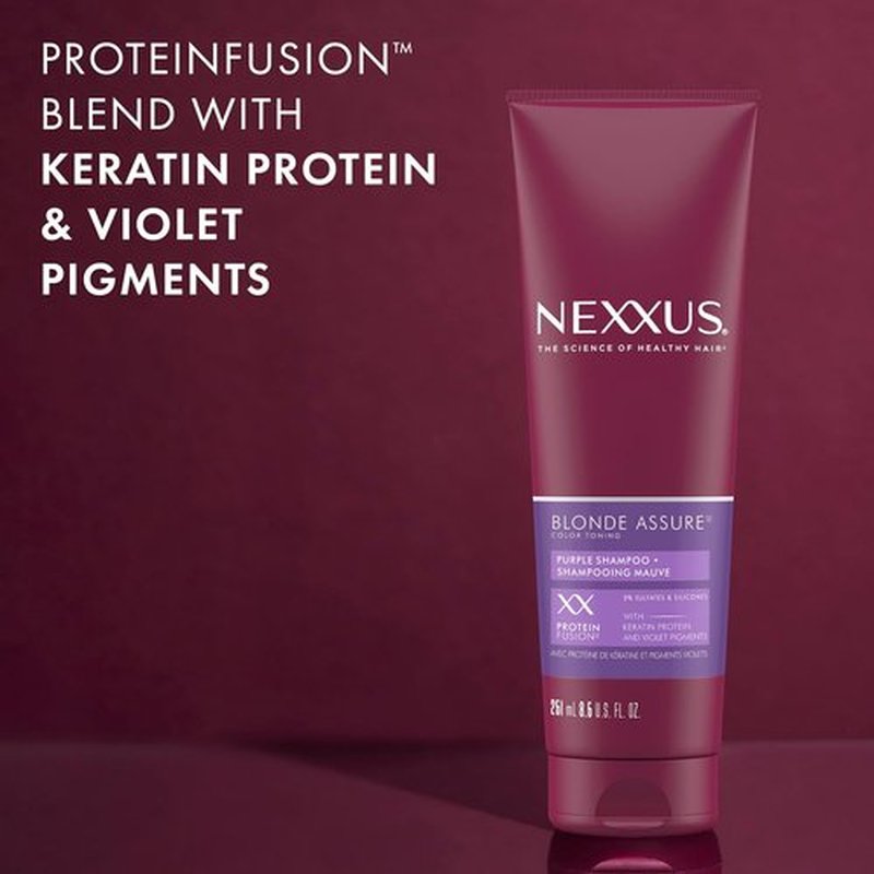 Nexxus Blonde Assure Purple Shampoo - Color Care for Blonde Hair with Keratin, 8.5 oz