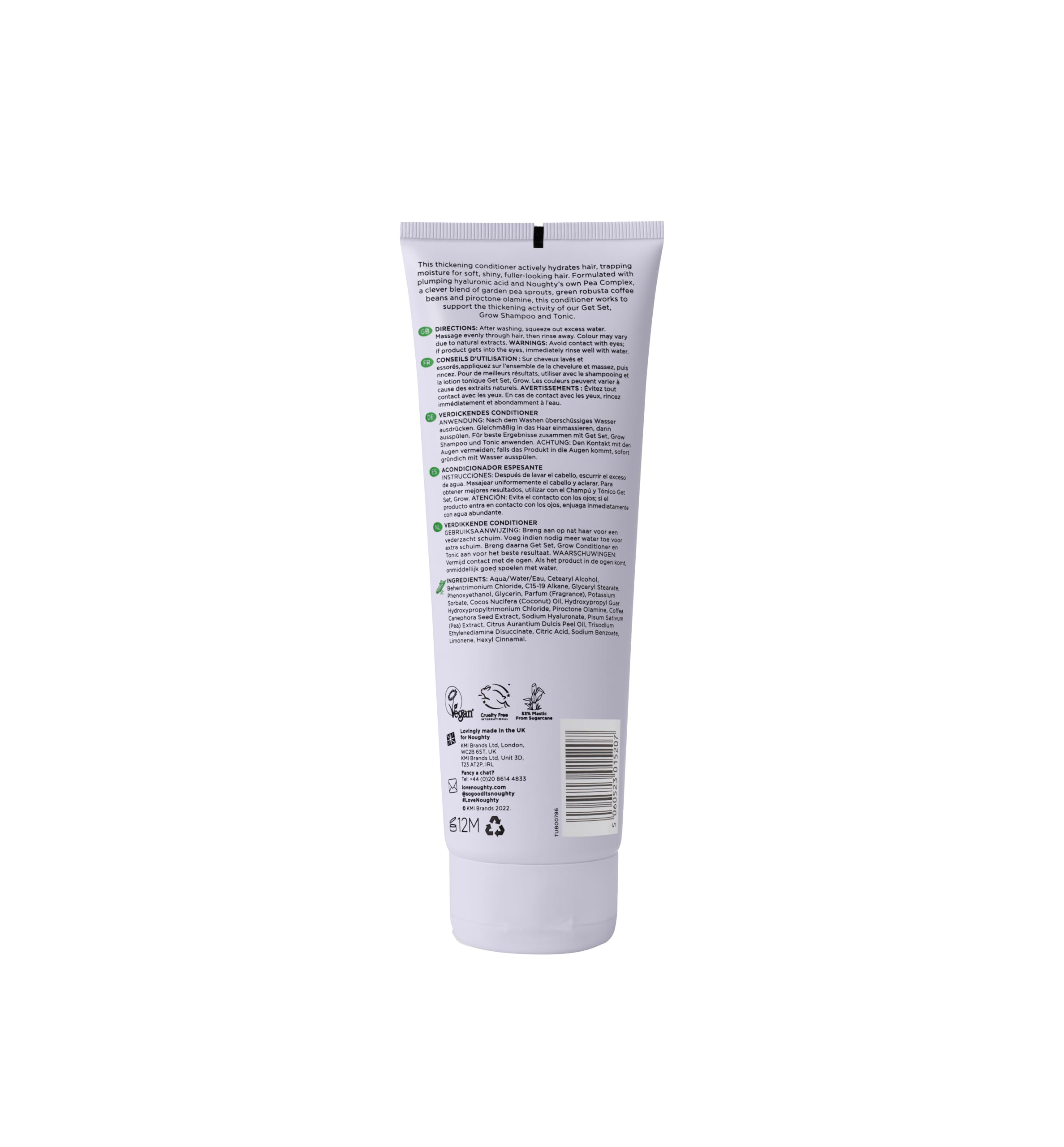 Noughty 97% Natural Get Set Grow Hair Thickening Conditioner, Green Robusta Coffee Beans and Piroctone Olamine to Optimise Scalp Health, Stimulate Roots and Promote Hair Growth 250ml (Pack of 2)