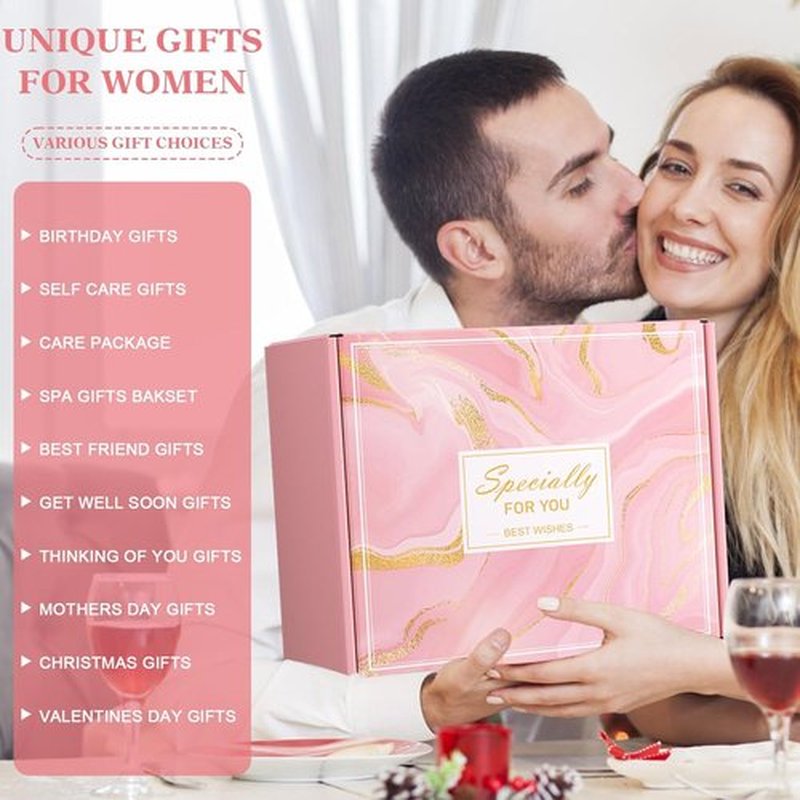 Skiennix Spa Gift Set - Relaxing Pink Self-Care Basket with Blanket | Perfect Mother's Day Gift for Women