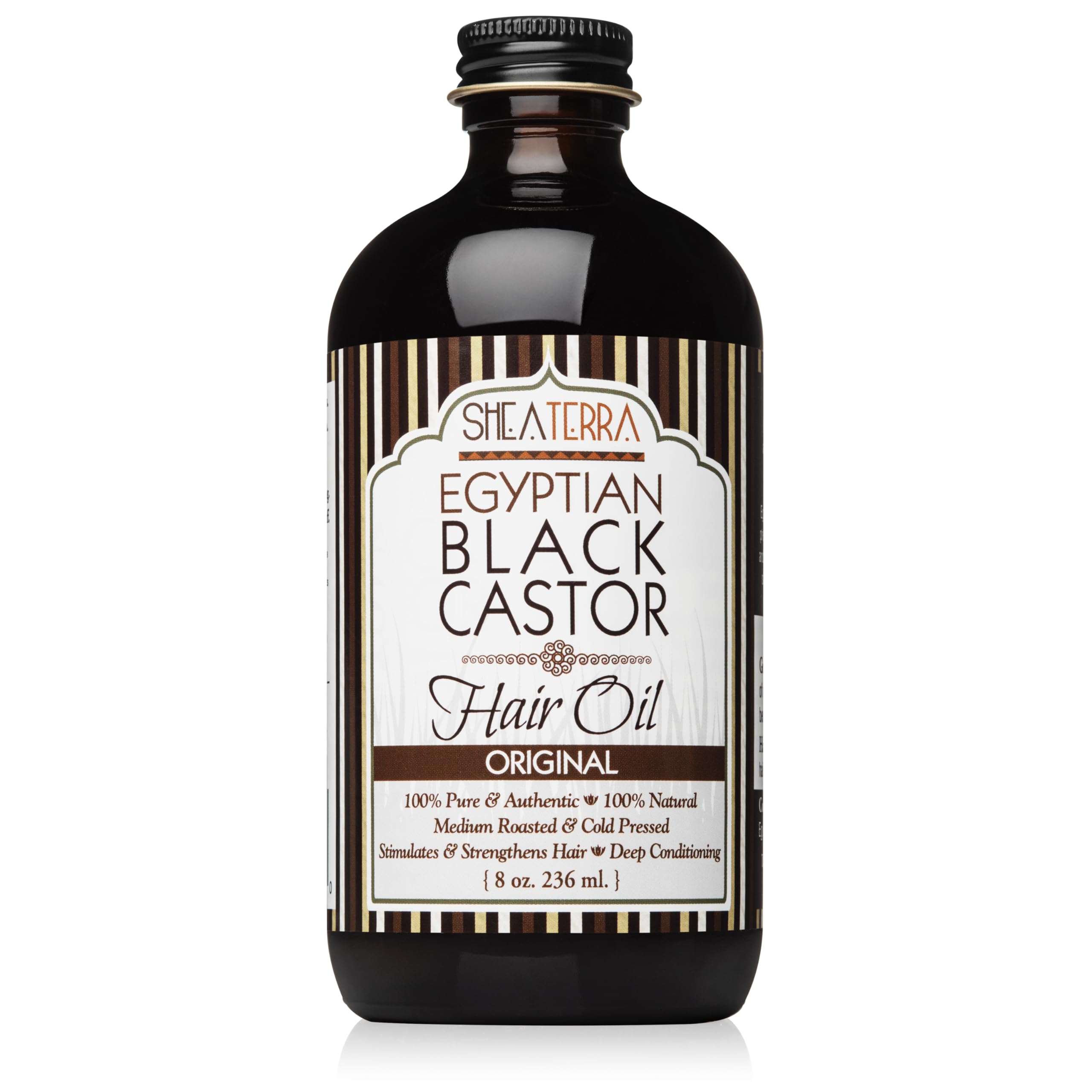 Shea Terra Organics Egyptian Black Castor Oil for Hair Growth - Original | All Natural Hair Treatment - 8 oz (Original)