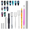 SILPECWEE 10Pcs Cat Eye Magnet for Nails Gel Nail Polish Magnet Wand Strong Magnetic Nail Polish Double-Headed Magnets Sticks Cat Eye Nail Design Tools Nail Art Accessories