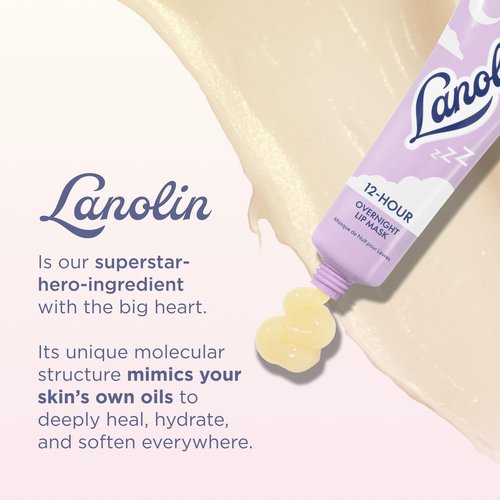 Lanolips 12 Hour Overnight Lip Mask - Rich Lanolin Lip Balm with Hyaluronic Acid, Vitamin C & Ceramides - Restore, Soften & Replenish While You Sleep - Cruelty-Free Hydrating Balm (0.52 oz / 15 g)