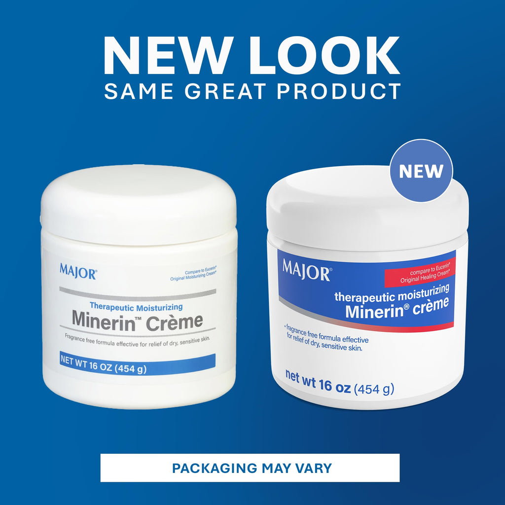 MAJOR Therapeutic Moisturizing Minerin Créme - Body Cream Moisturizer for Dry Skin - Fragrance-Free - 16 Oz. (2 Pack)