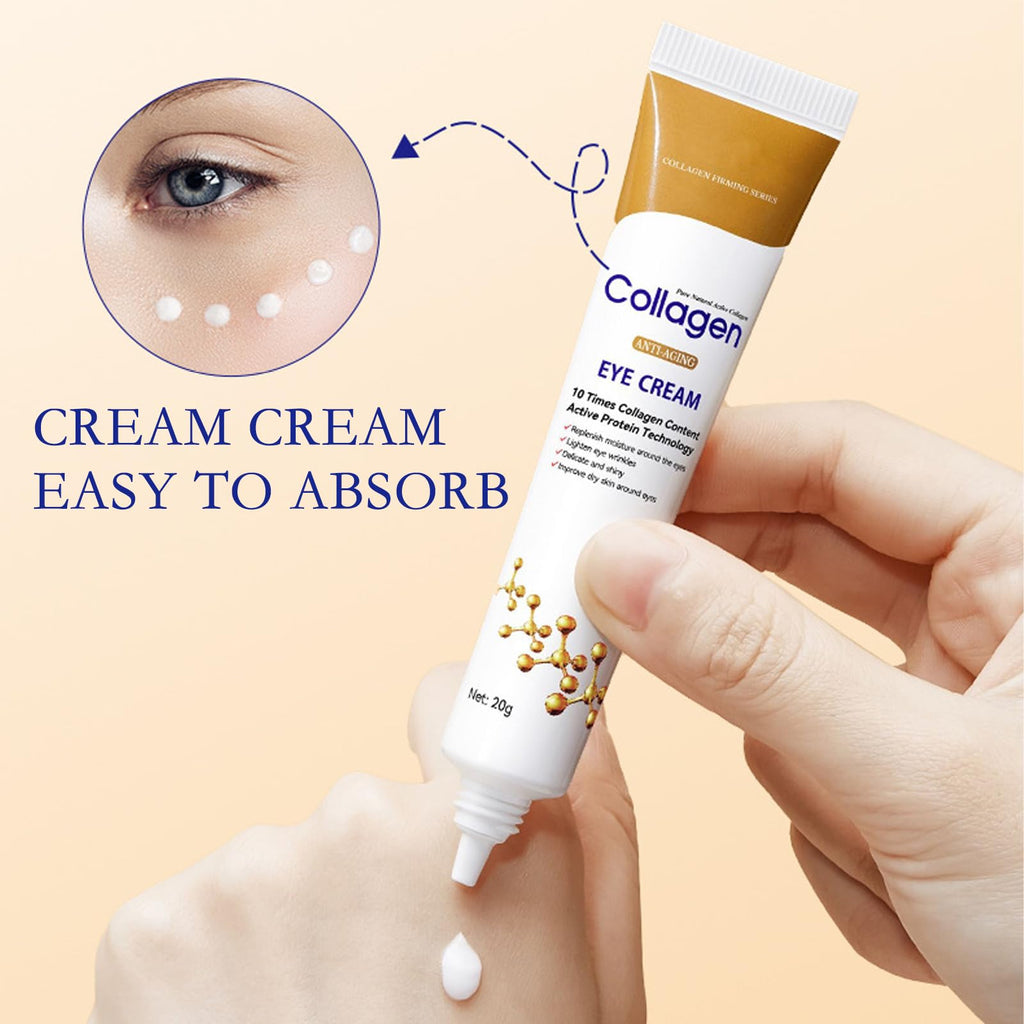 Yniquet 2PCS Age Correcting Eye Cream, Collagen Moisturizing Eye Cream for Anti Aging Eye Serum for Dark Circles Puffiness and Bags for Women Nourishing Repair Tightening and Lifting