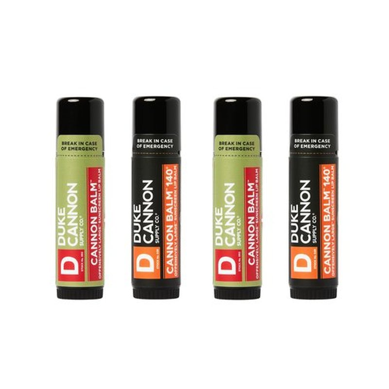 Duke Cannon Cannon Lip Balm 140° & Tactical Lip Protectant Bundle - SPF 30 & SPF 15, Blood Orange Mint & Fresh Mint Flavors, 4-Pack (2 Pack Each Flavor)