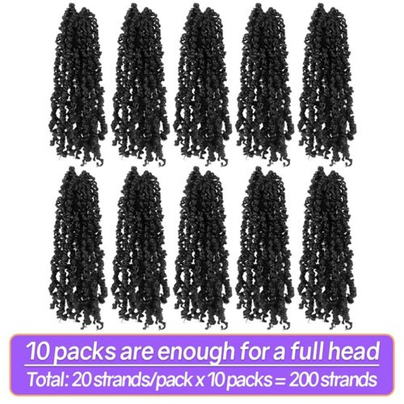 12 Inch 10 Packs Yanky Twist Crochet Hair for Black Women Pre-twisted Natural Kinky Mini Spring Twist Small Curly Senegalese Twist Braids (1B)