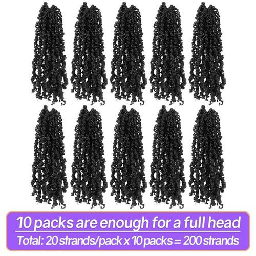 12 Inch 10 Packs Yanky Twist Crochet Hair for Black Women Pre-twisted Natural Kinky Mini Spring Twist Small Curly Senegalese Twist Braids (1B)