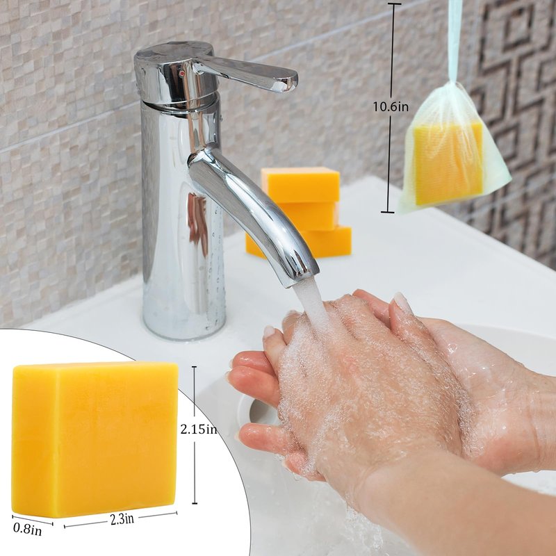 Umpeimvon 3 Pack Turmeric Soap Bar for Face & Body Cleanser, Organic Turmeric Soap, Smooth Skin and Moisturizing, All Natural Tumeric Soap, Handmade Turmeric Face Soap Ginger Soap, 3.53oz × 3