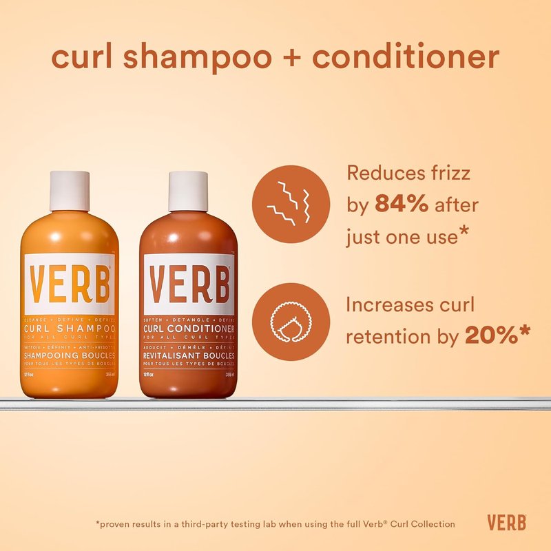 VERB Curl Shampoo & Conditioner Duo - Cleanse, Smooth & Control Frizz - Vegan, Paraben-Free, Sulfate-Free
