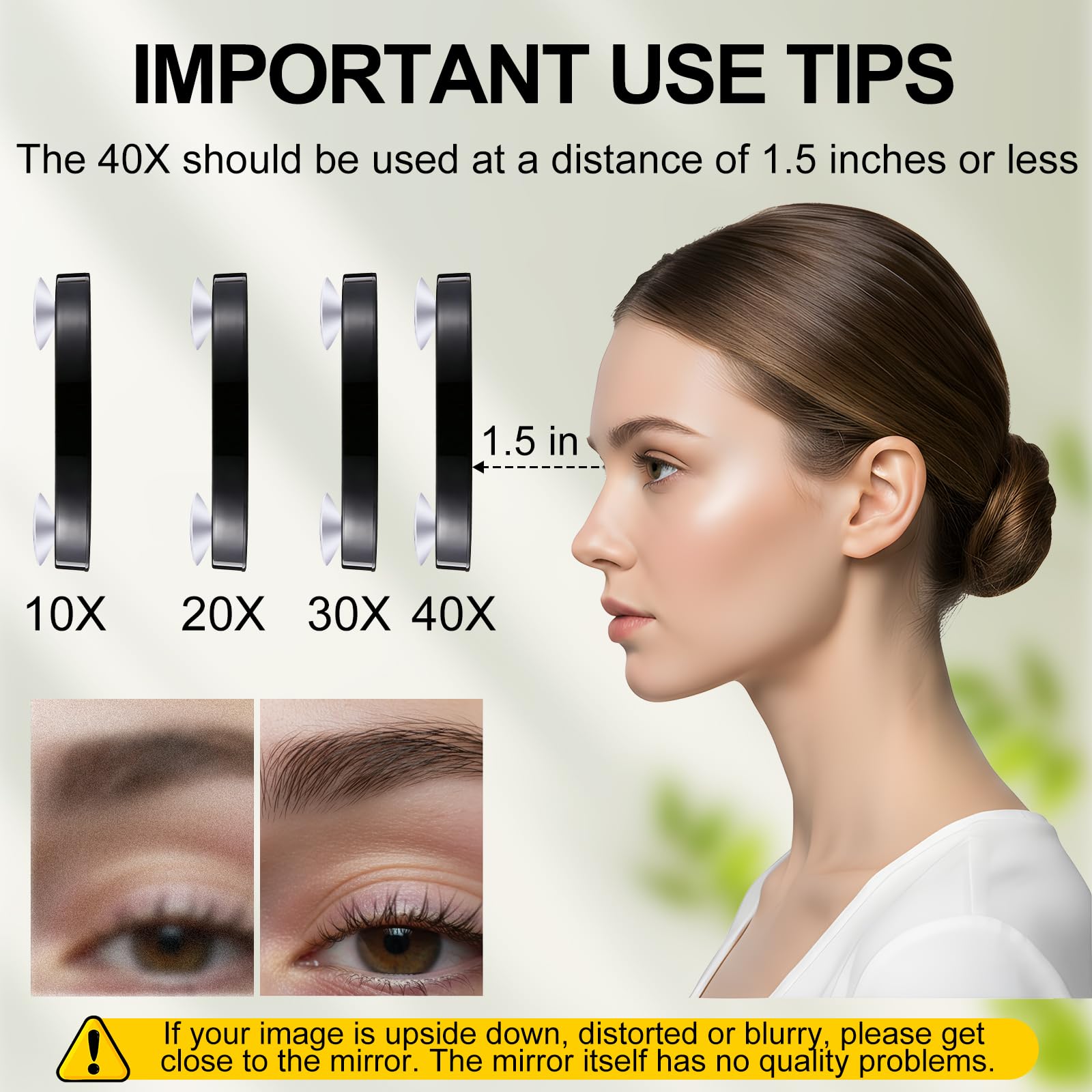Ceoighe LED Lighted Tweezers & 40X Magnifying Mirror with Suction Cup Set, 2 in 1 Hands-Free Makeup Mirror with Light and Precision Light Up Tweezers