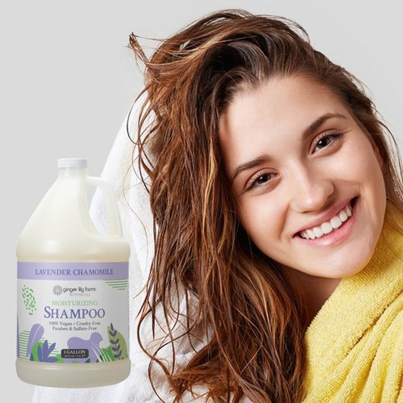 Ginger Lily Farms Botanicals Moisturizing Shampoo for All Hair Types, 100% Vegan & Cruelty-Free, Lavender Chamomile Scent, 1 Gallon Refill (128 fl oz)