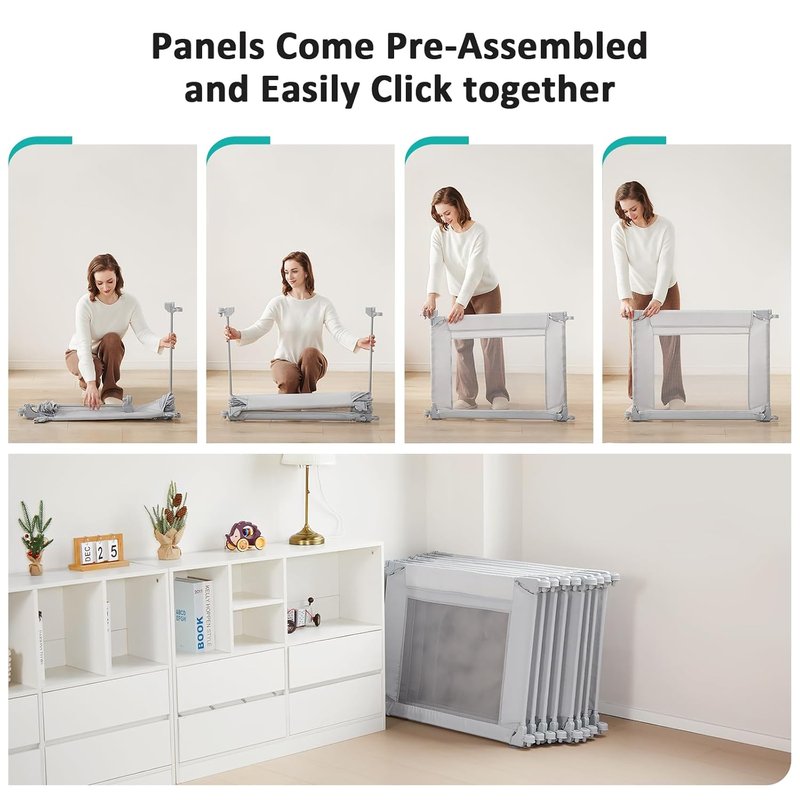 Doradotey Baby Playpen - Adjustable Large Playard for Babies & Toddlers | Foldable Indoor Play Center, Light Grey 180x200x68cm