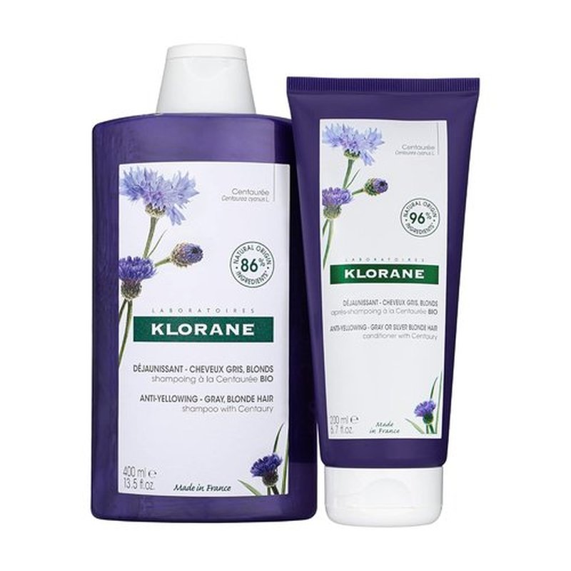 Klorane Shampoo with Centaury - Brightens Blonde & Gray Hair | Neutralizes Yellow Tones - 13.5 fl. oz.