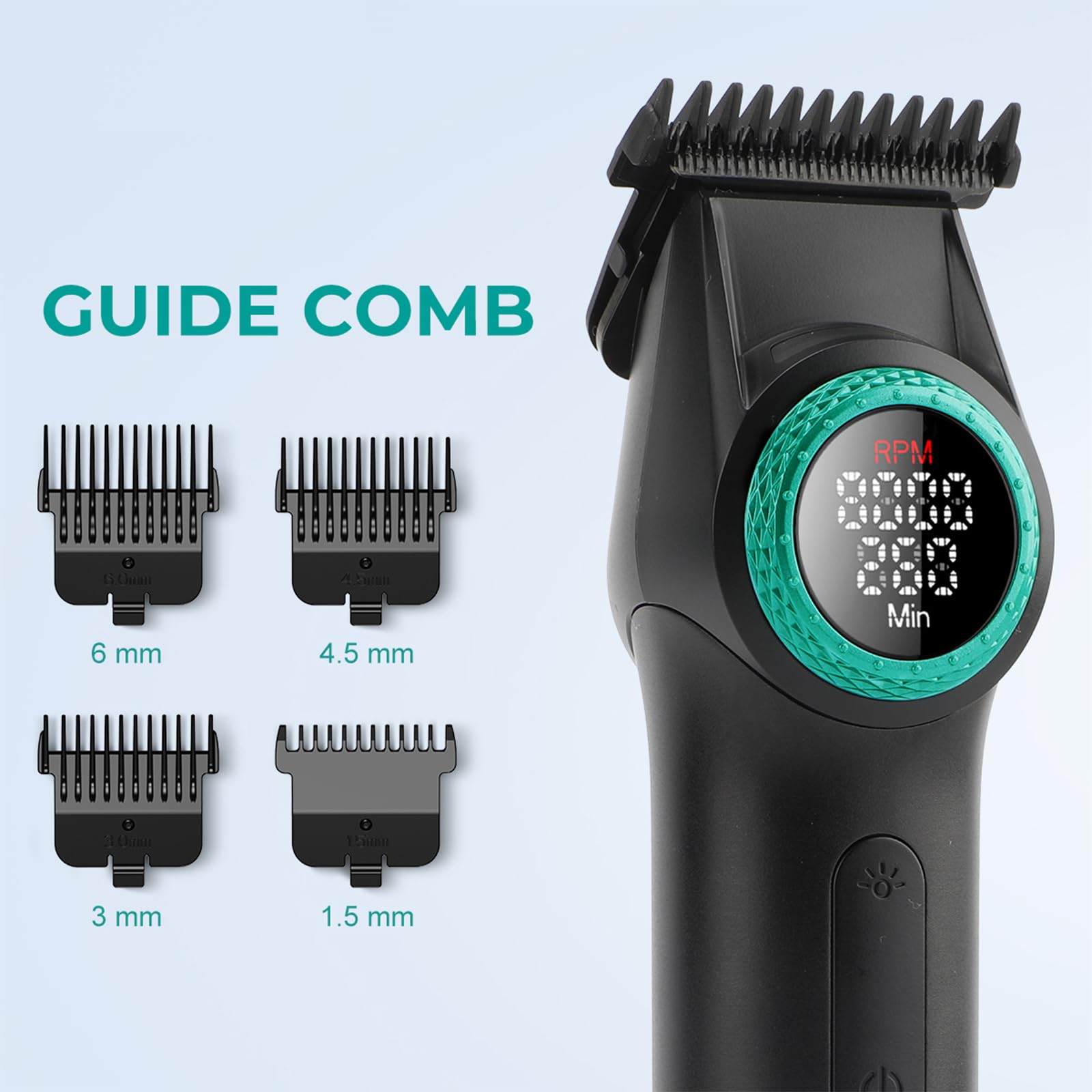 VGR 977 Professional Hair Trimmer Hair Clippers for Men, 8000rpm T-Blade Trimmer Zero Gapped Cordless Barber Clippers, Rechargeable Edgers Clippers with LED Display(Red)