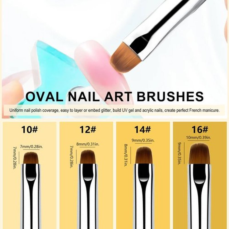JFIYUOMCI French Nail Brush Set, 2 Way Dotting Tool and French Tip Brush, Gel Acrylic Nails Art Design Pen, Nail Clean Up Brushes for Professional Manicure Tools, Size 10#,12#, 14#, 16# - Marble Black