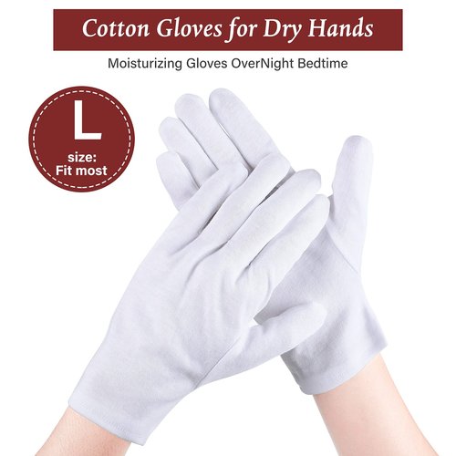 Geyoga Moisturizing Socks and Gloves Set, 6 Pairs Spa Socks and 6 Pairs White Gloves for Dry and Chapped Hands and Feet Skin Care, White Cloth Cotton Spa Set for Men and Women