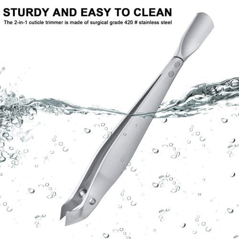 SG Nekoo Cuticle Trimmer and Pusher 2-in-1 Tweezers-Style,Surgical-Grade Stainless Steel, Compact Portable Nail Tool with Leather Case for Precise Hangnail/Cuticle Care (Home, Travel, Salon)