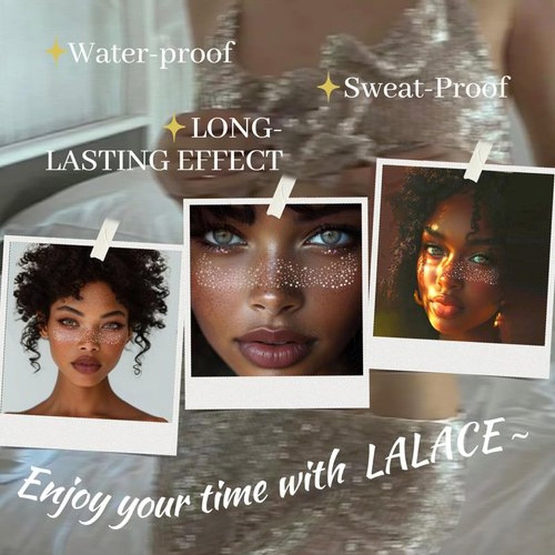 LALACE Glitter Freckles Face Tattoo – Sparkle Freckle Temporary Tattoo, Waterproof Face Glitter for Women, Face Sparkles & Face Freckles Glitter Makeup Accessories (12pcs Silver Star)