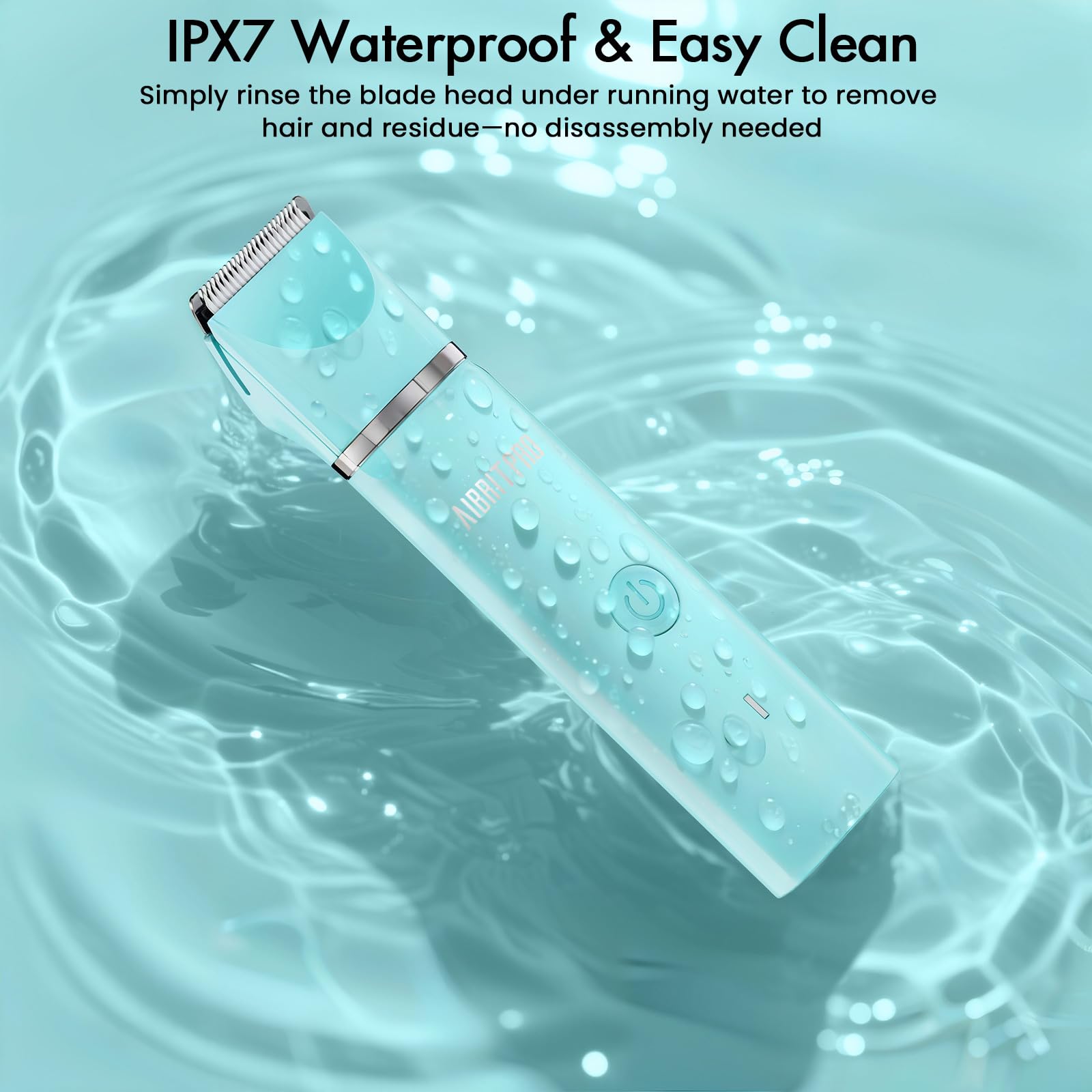 AIBRIT PRO Electric Bikini Trimmer for Women,2 in 1 Electric Shaver for Women Pubic Hair, Portable Razors for Shaving with 2 Trimmer Heads,IPX7 Waterproof (Blue)