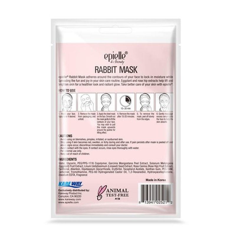 Epielle Rabbit Character Face Masks - Fun Korean Skin Care | 6 Pack for Spa Parties & Gifts