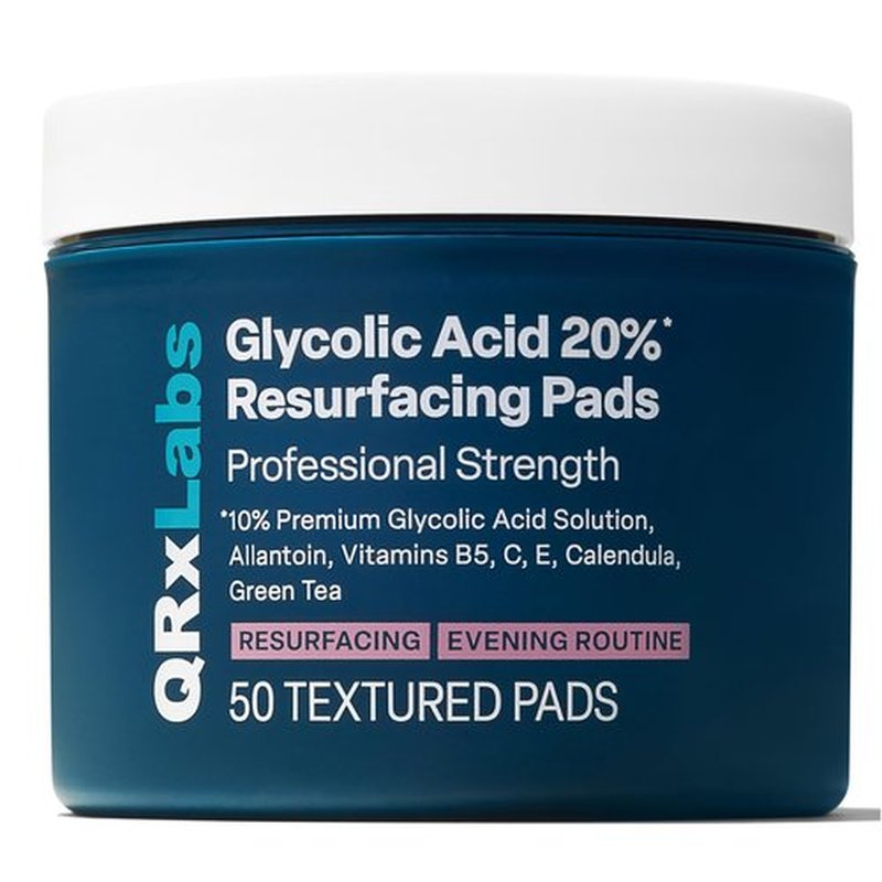QRxLabs Resurfacing and Hydrating Duo: Glycolic Acid 20% Resurfacing Pads + Hyaluronic Acid 2oz Serum - Smoother, Hydrated and Radiant Skin - Daily Use - 50ct Pads