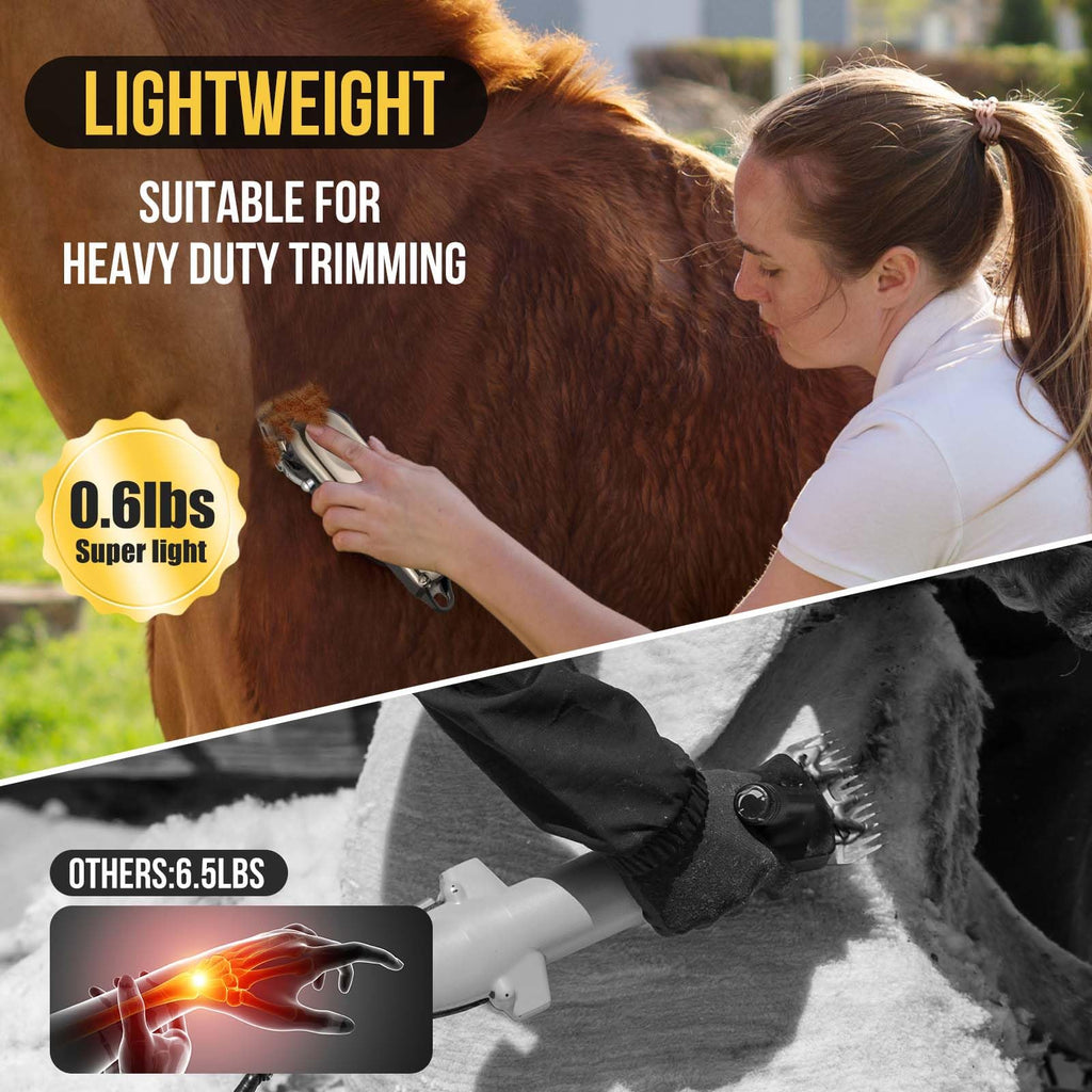 Ciphuoly Horse Clippers Cordless Quiet, Professional Livestock Clippers with 4 Guide Guards, Electric Rechargeable Cordless Grooming Clippers for Horse, Cats and Dogs