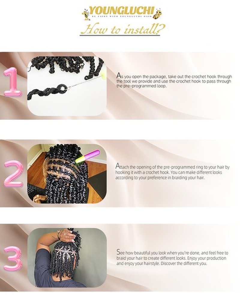4 Inch 7 Packs Super Short Passion Twist Crochet Hair for Black Women and Kids-Natural Black Pre Looped Pretwisted Soft Hair Extensions,Braided by Synthetic Spring Kinky Twist Bohemian Curl(4"-7P,1B#)