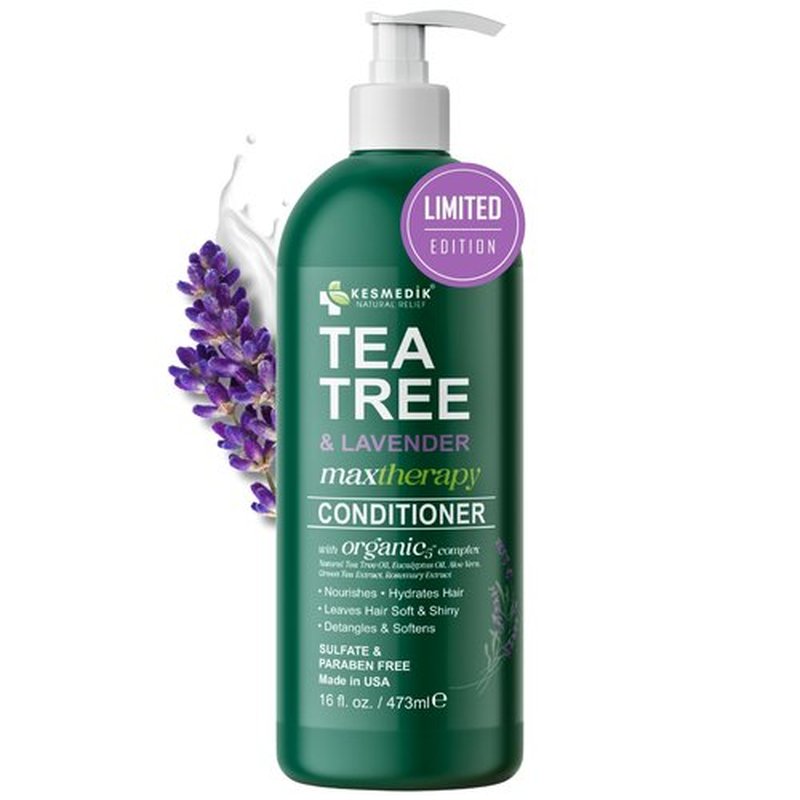 KESMEDIK Tea Tree Lavender Mint Conditioner, Moisturizing Conditioner for Coarse & Dry Damaged Hair, Hydrates & Soothes Itchy Dry Scalp, Detangles & Controls Frizz, 16 fl oz