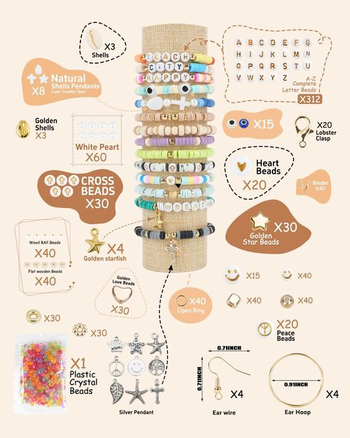 BestNow Clay Beads Bracelet Making Kit - 3 Boxes of Heishi & Letter Beads with Charms | Perfect for Jewelry Crafts