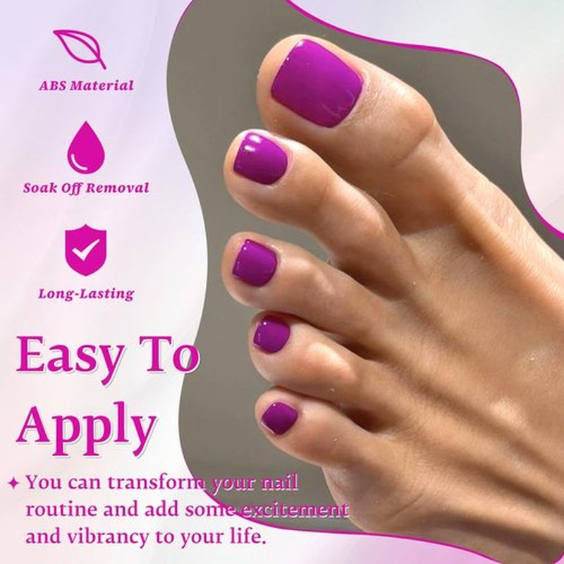 LoveOurHome 576pc Press on Toenails Women Fake Toe Nails Tips, Gel Glue on Toe Nails Press on Nail Short Square Fake Toenail Artificial False Toenails Stick Pedicure 24 Colors Acrylic Toenail Tip