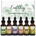 Earthley Wellness Family Organic Herbal Tincture Set, Cough Support Bundle with Elderberry, Cough, Feel Better Fast and More, Alcohol Free Formulas, Carry Bag Included (6 Set, Organic Herbal Formulas)