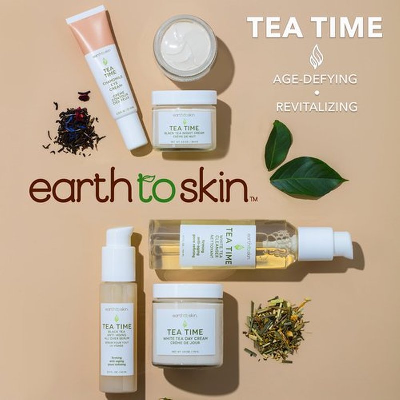 Earth To Skin Tea Time White Tea Facial Cleanser - Antioxidant Rich Daily Face Wash With Glycerin - Gentle Non Drying Cleanser For All Skin Types - Hypoallergenic Sulfate Free Formula - 4.7 fl oz